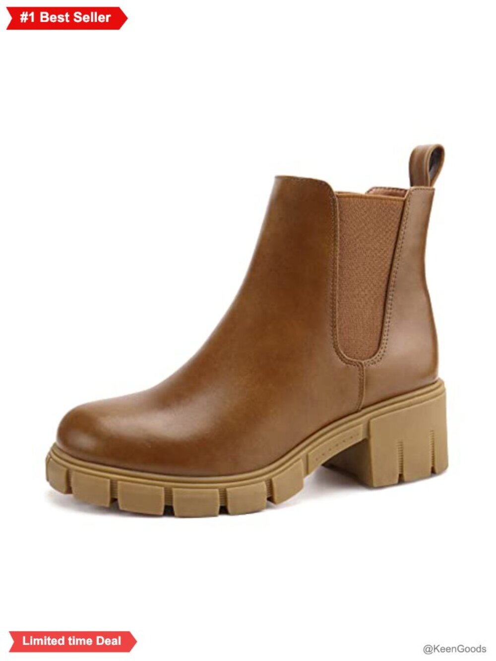 Women's Platform Chelsea Ankle Boots Chunky Heel Faux Leather Suede